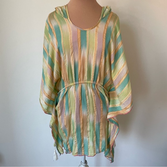 Anthropologie Lilka Yarn Dyed Holly Batwing-Sleeve Tunic Swim Coverup EUC XS/S - Picture 5 of 12